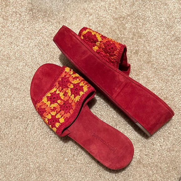 Jeffrey Campbell mix up crotchet platform slide in red - Picture 2 of 3